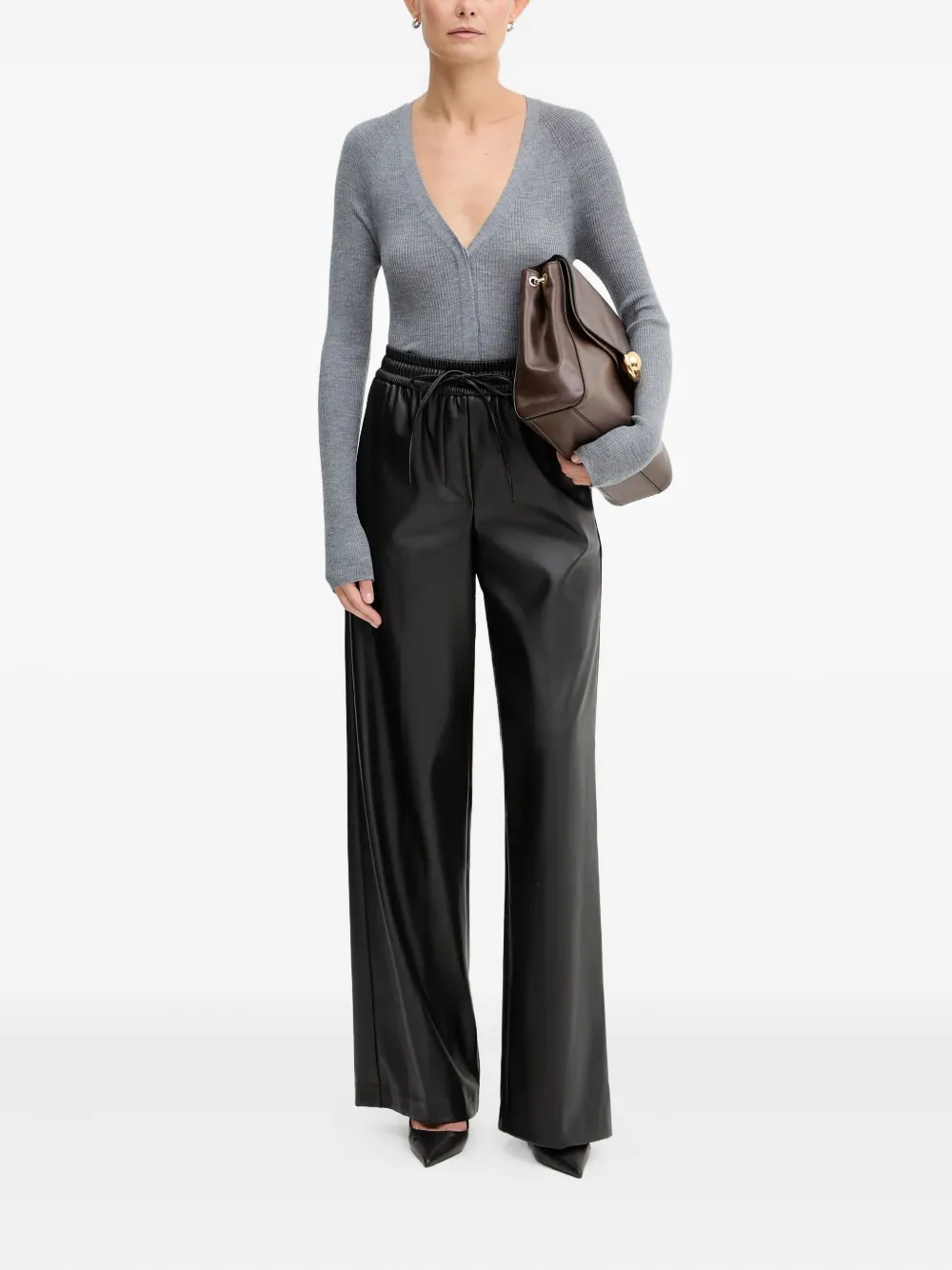 Hugo Boss Friva Ribbed Long-sleeve Cardigan In Gray