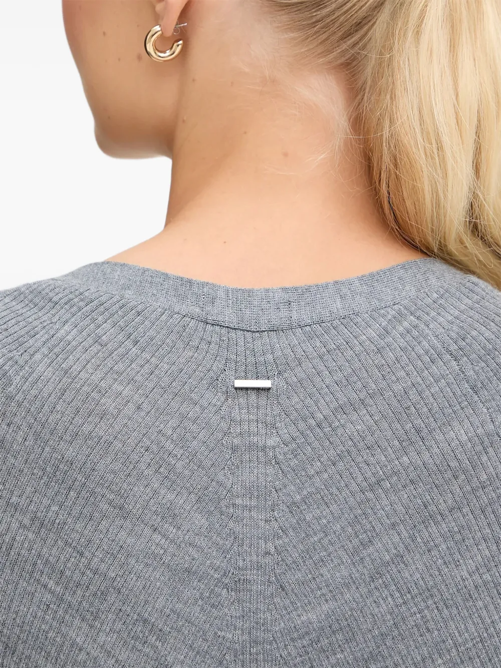 Hugo Boss Friva Ribbed Long-sleeve Cardigan In Gray