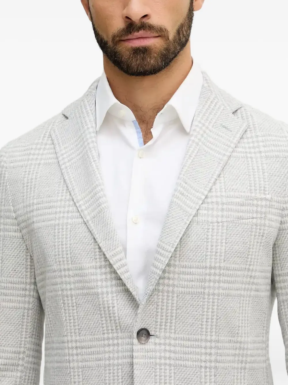 BOSS Geruite blazer met twee knopen Grijs