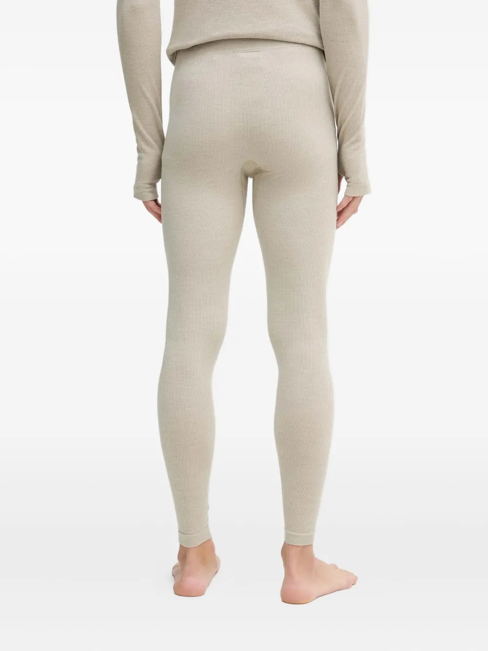 BOSS Geribbelde legging met borduurwerk Beige