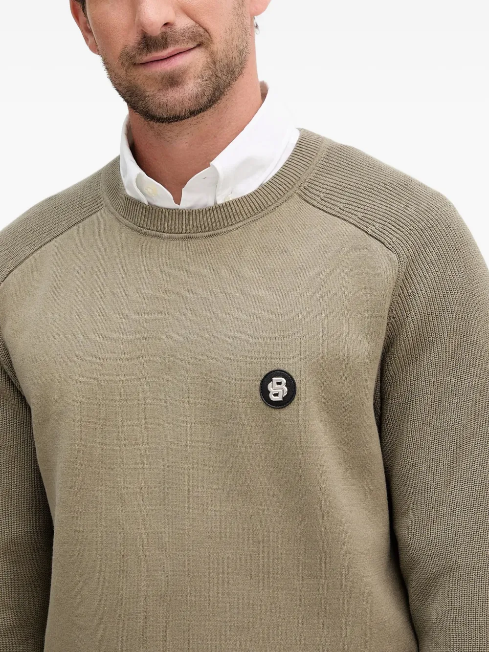 BOSS Sweater met logopatch Bruin