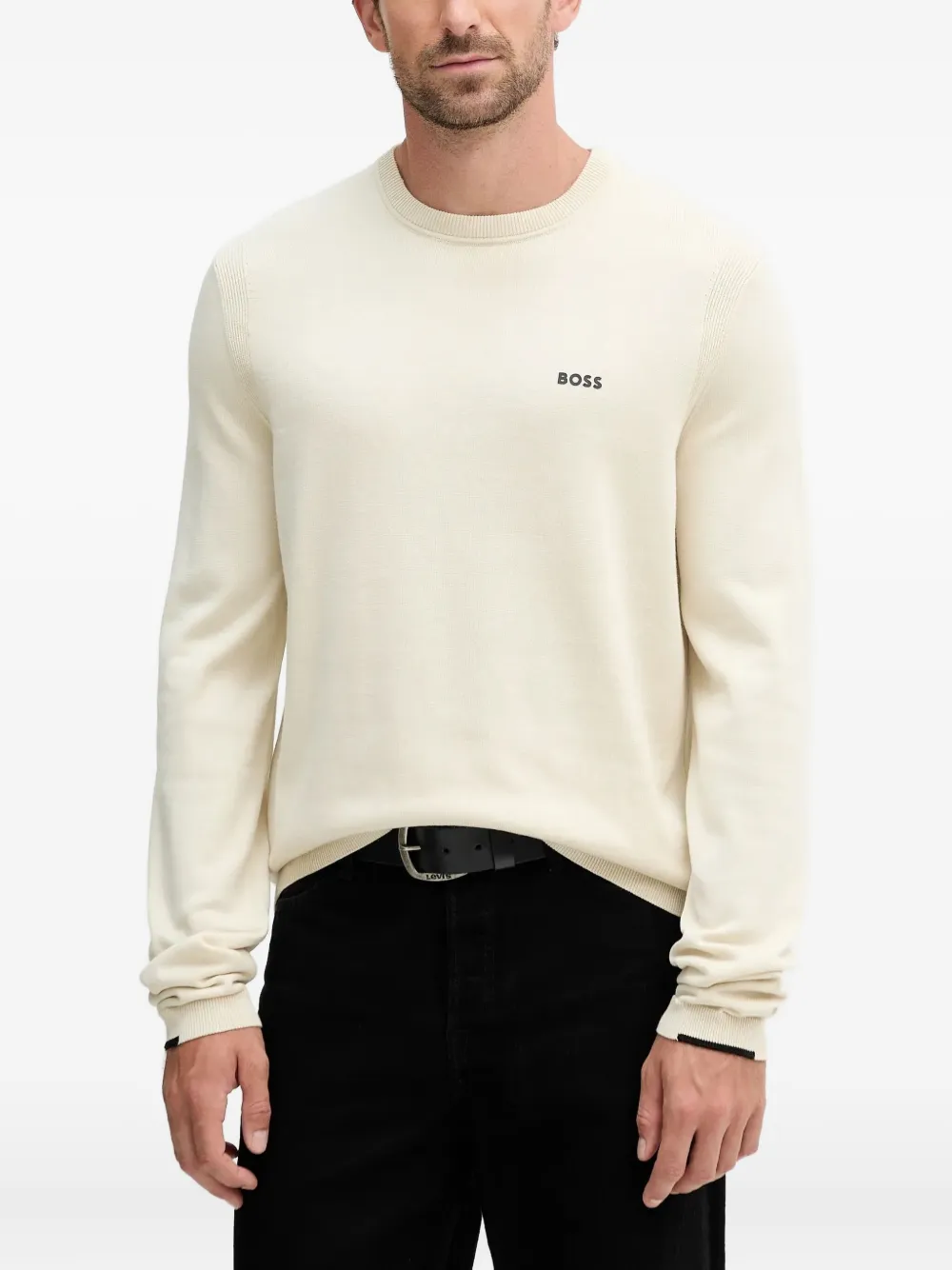BOSS pull Ever-X à col rond | tons neutres | Image 1