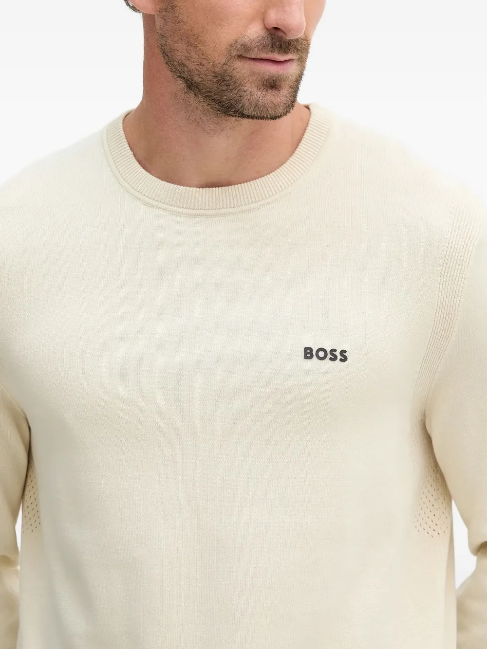 BOSS Ever-X trui met ronde hals Beige