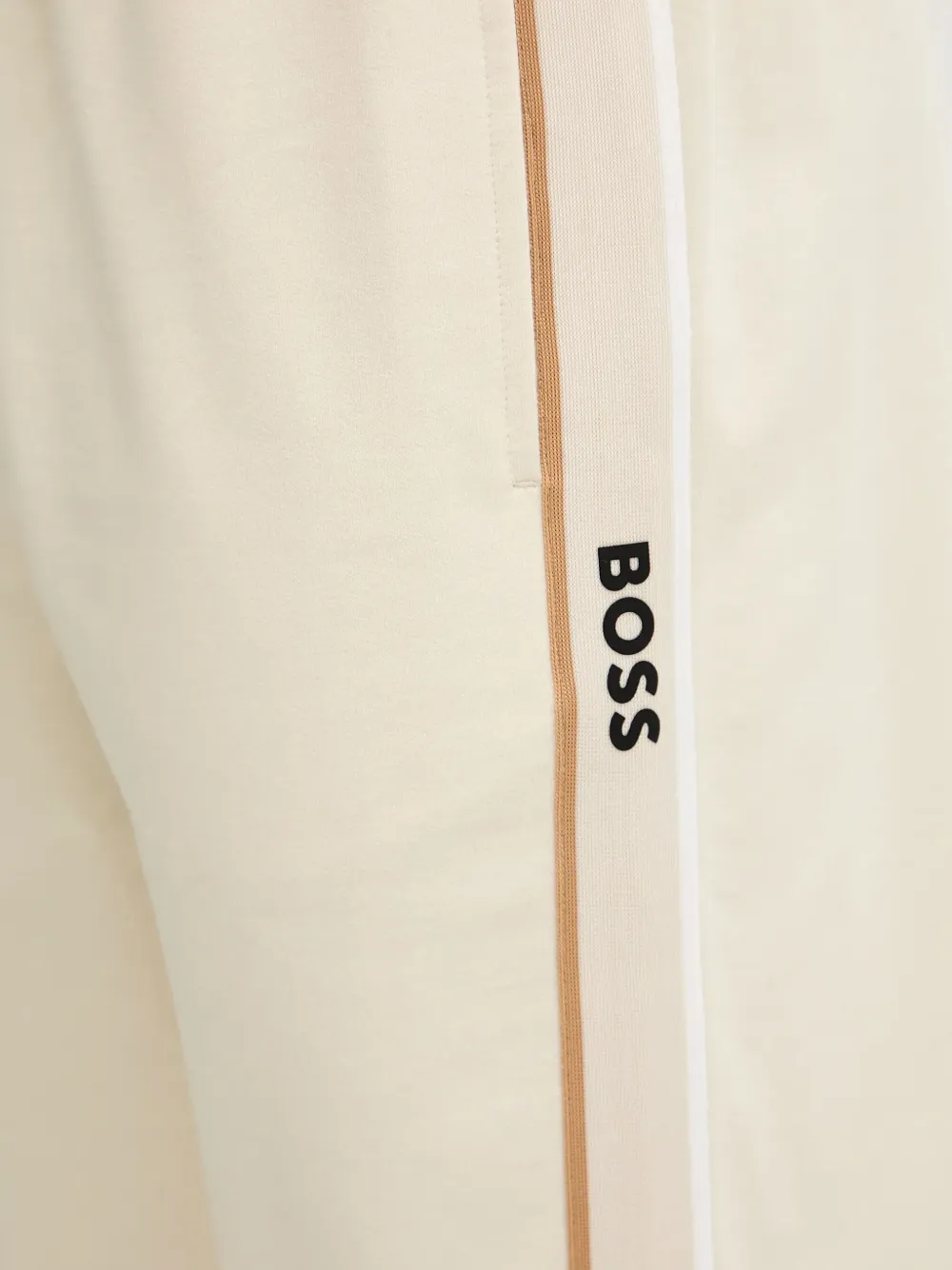BOSS Broek met trekkoordtaille en streepdetail Beige