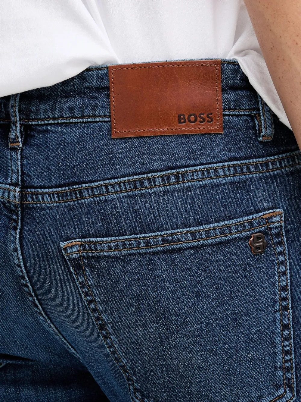 Hugo Boss Logo-patch Cotton Jeans In Blue
