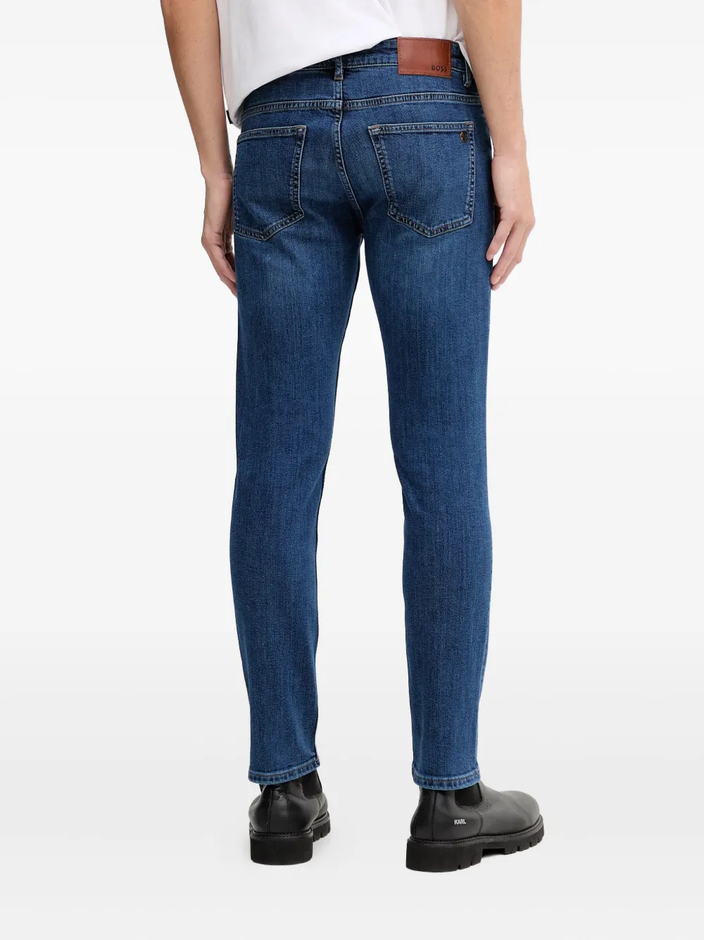 Hugo Boss Logo-patch Cotton Jeans In Blue