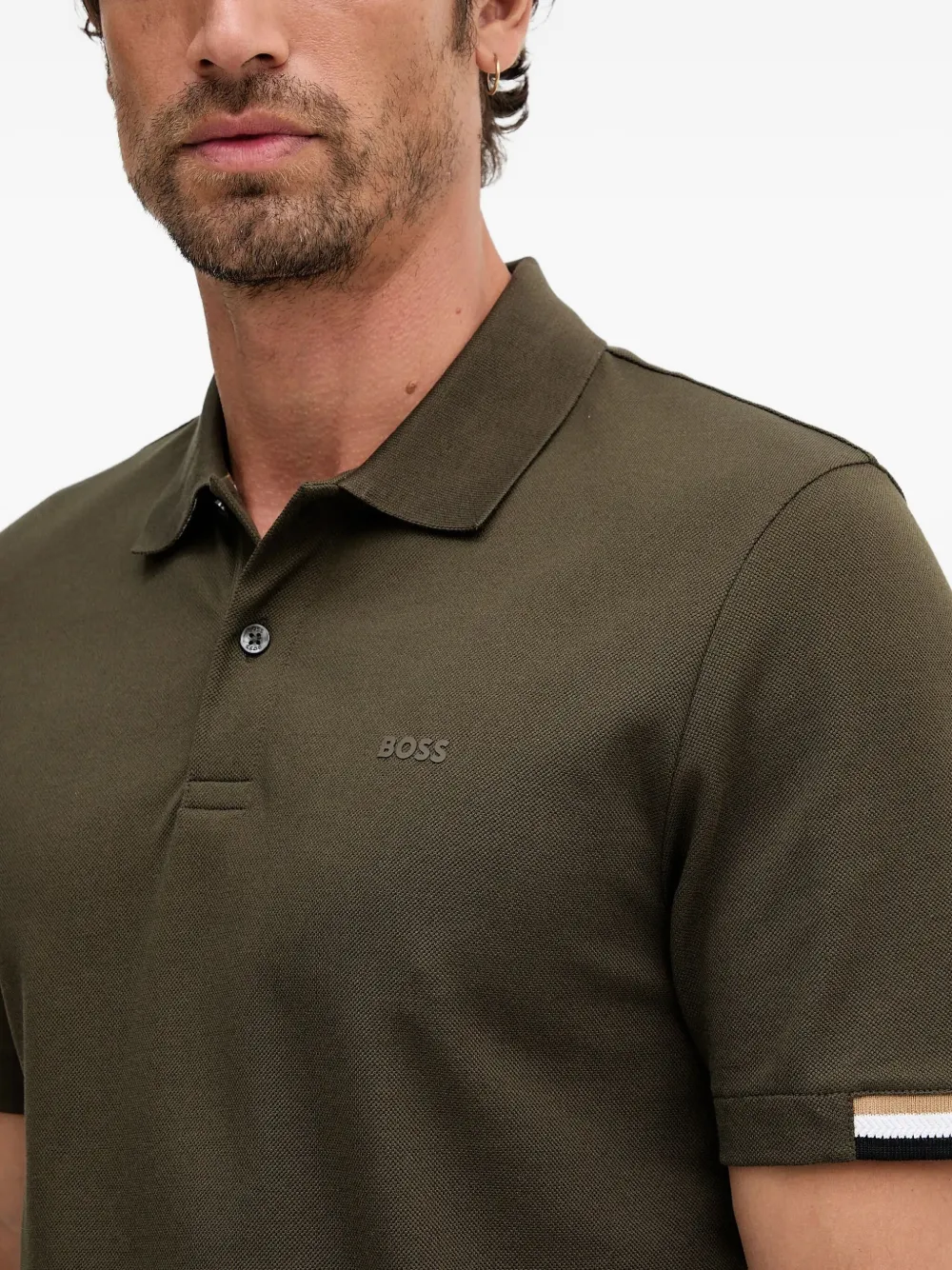 BOSS Parlay poloshirt met streepdetail Groen