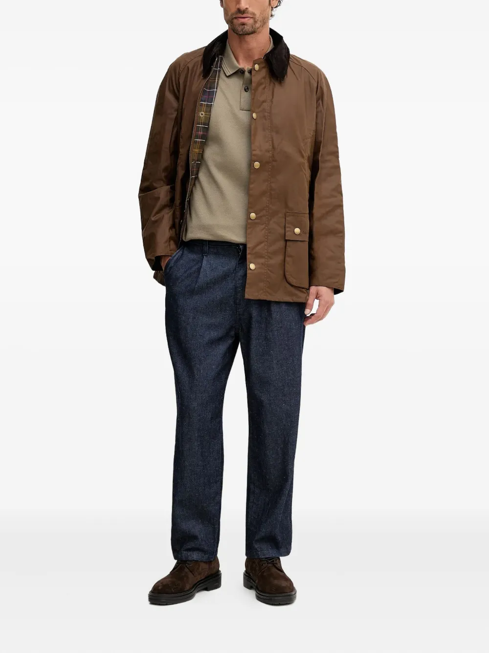 BOSS Parlay 240 poloshirt met visgraatpatroon - Beige