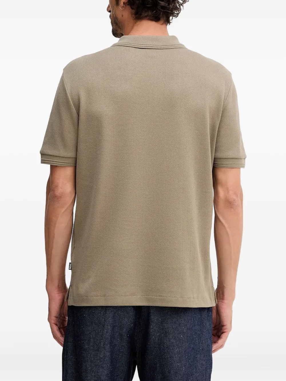 BOSS Parlay 240 poloshirt met visgraatpatroon Beige