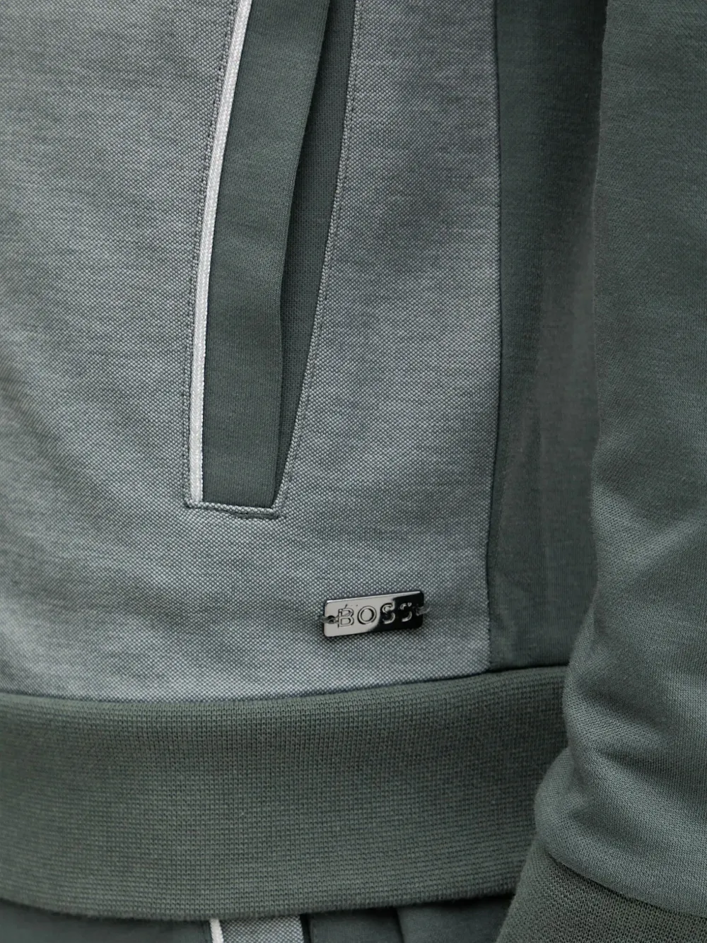 BOSS Sweater met vlakken en rits Grijs