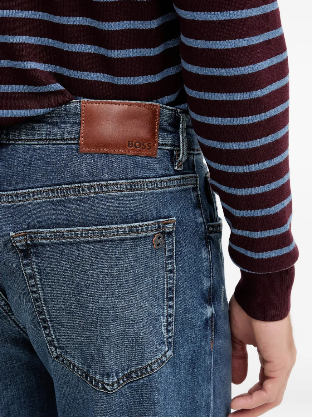 BOSS Jeans met logopatch Blauw