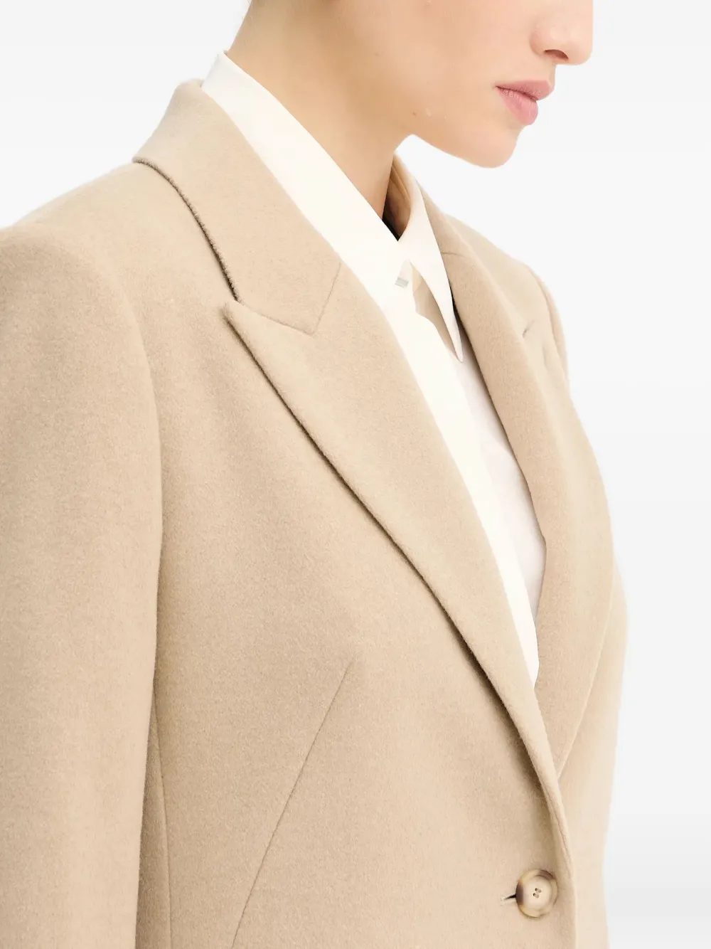 BOSS Wollen mantel met enkele rij knopen Beige