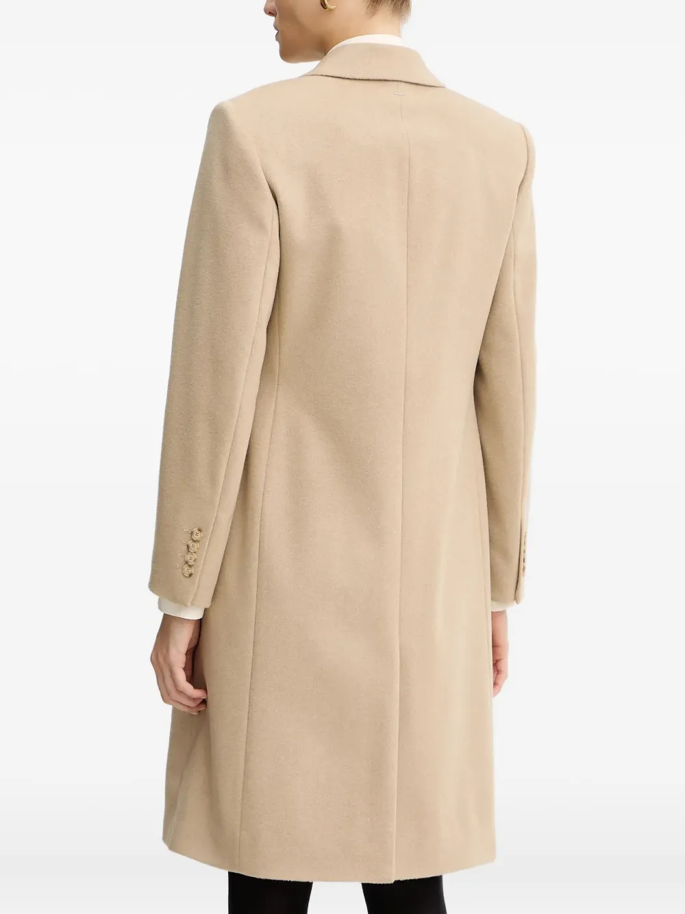 BOSS Wollen mantel met enkele rij knopen Beige