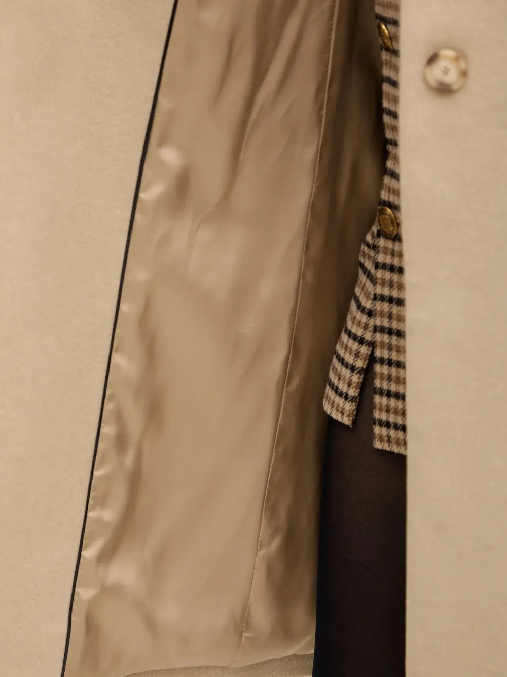 BOSS Wollen mantel met enkele rij knopen Beige