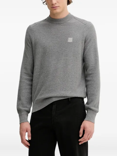 BOSS textured logo-patch sweater