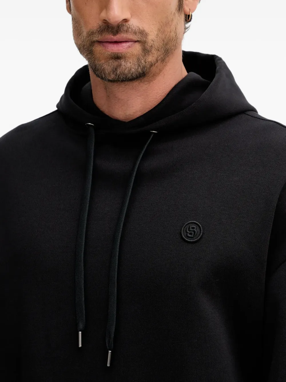 BOSS Hoodie met opgestikte zak Zwart
