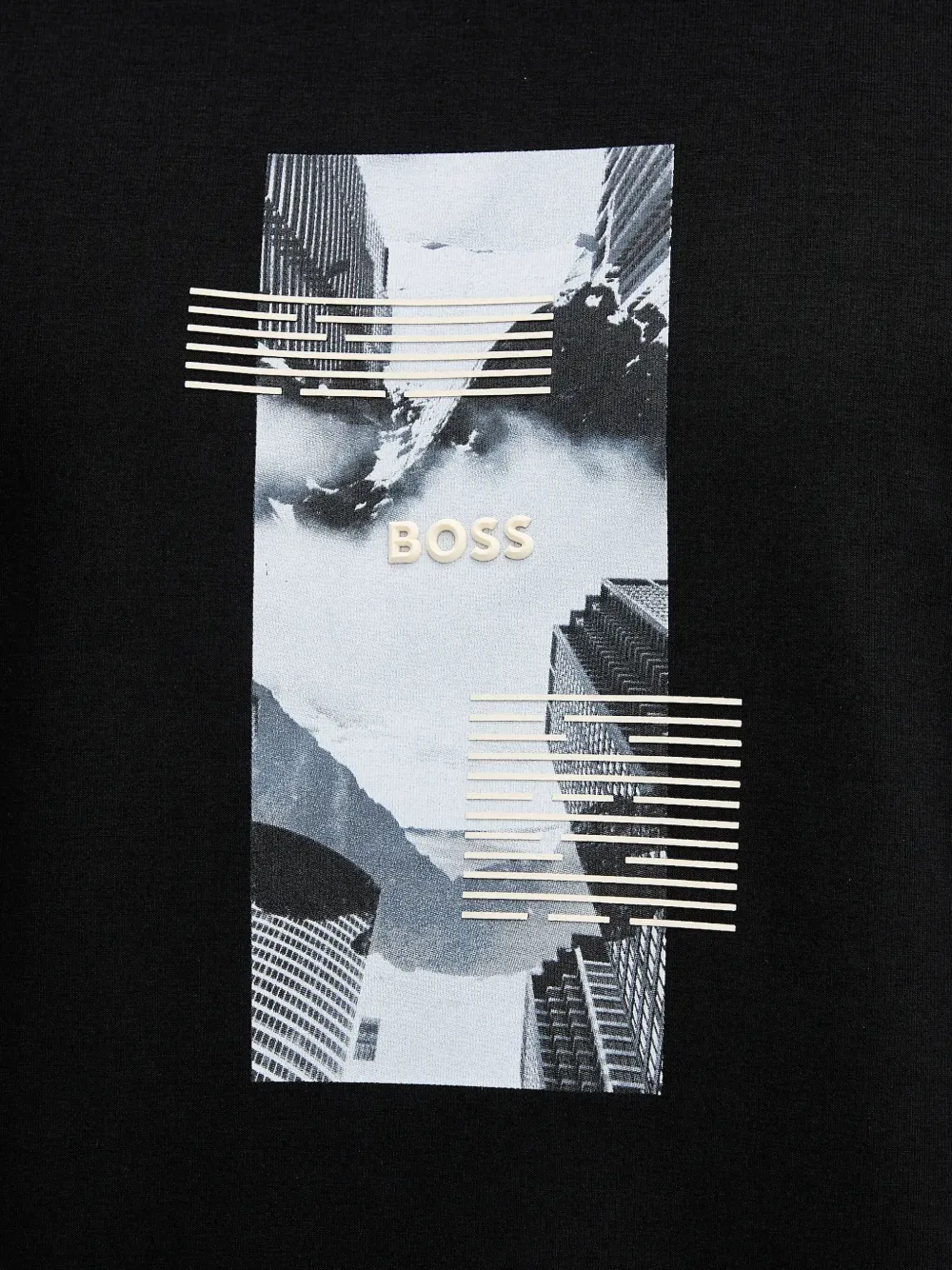 BOSS Stenson Zone sweater met ronde hals en grafische print Zwart