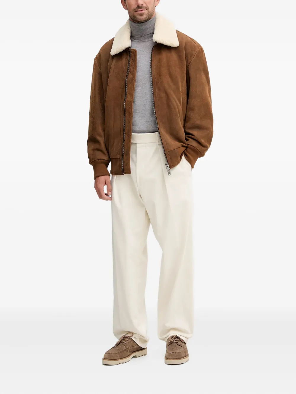 BOSS veste en daim à col en fourrure | Vestes en cuir | Image 2