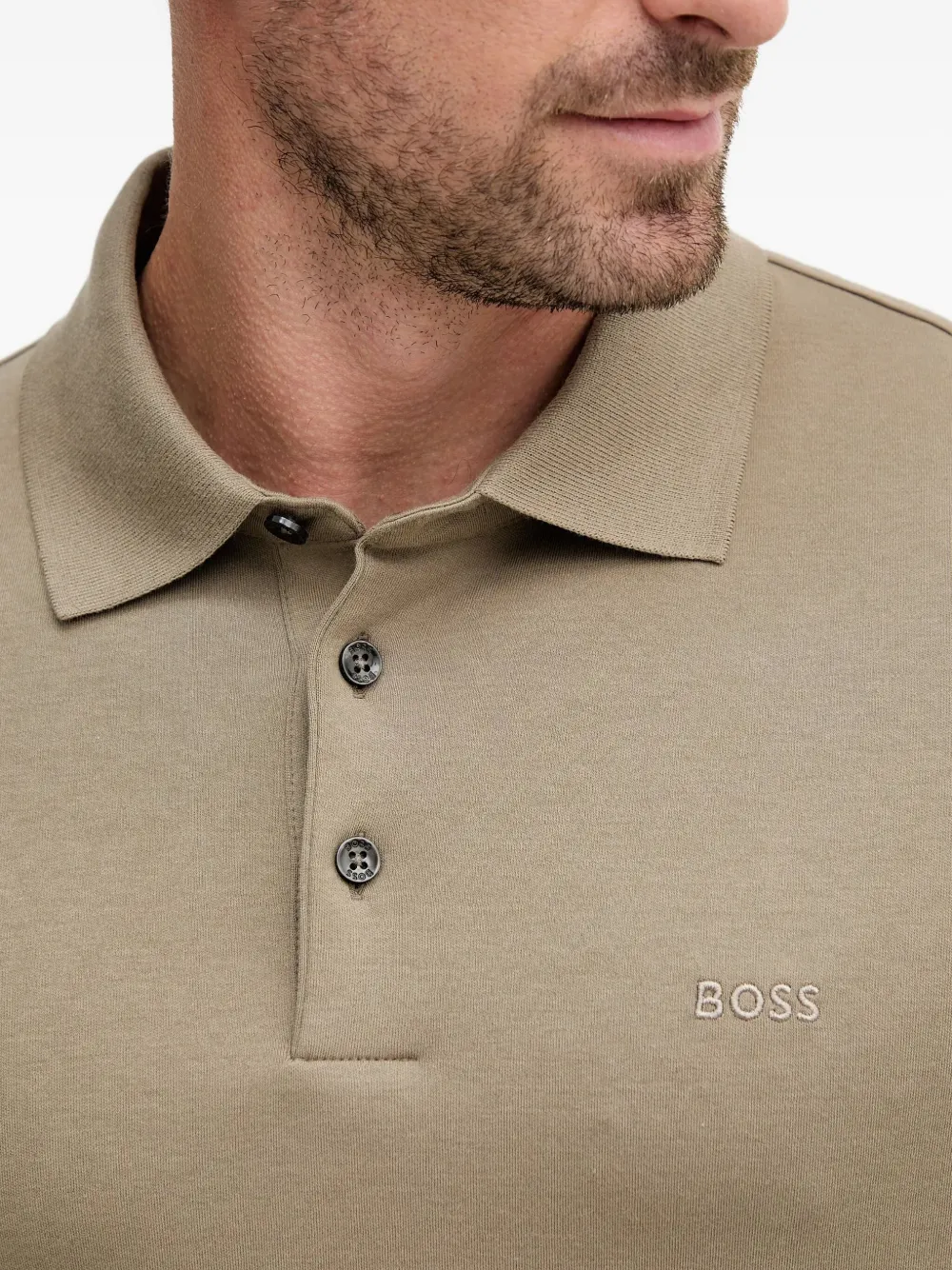Hugo Boss Regular-fit Polo Shirt In Interlock Cotton In Neutral