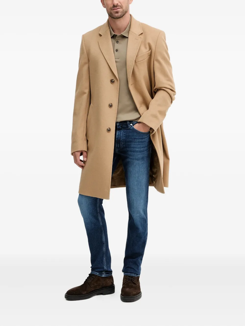 Hugo Boss Regular-fit Polo Shirt In Interlock Cotton In Neutral