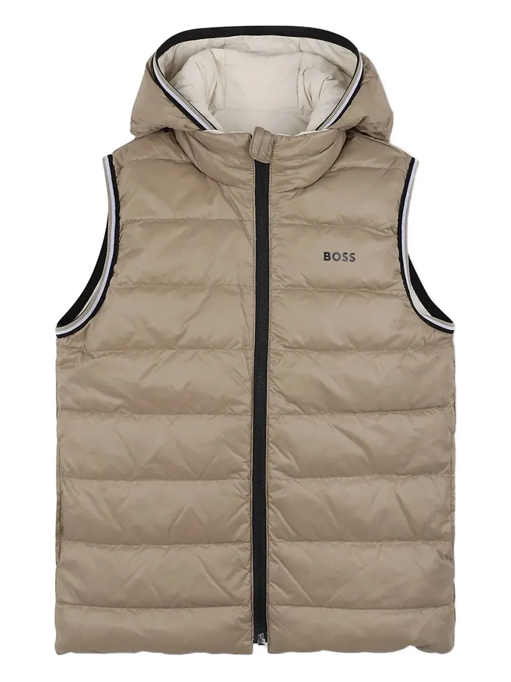 BOSS Kidswear Bodywarmer met capuchon en rits Beige