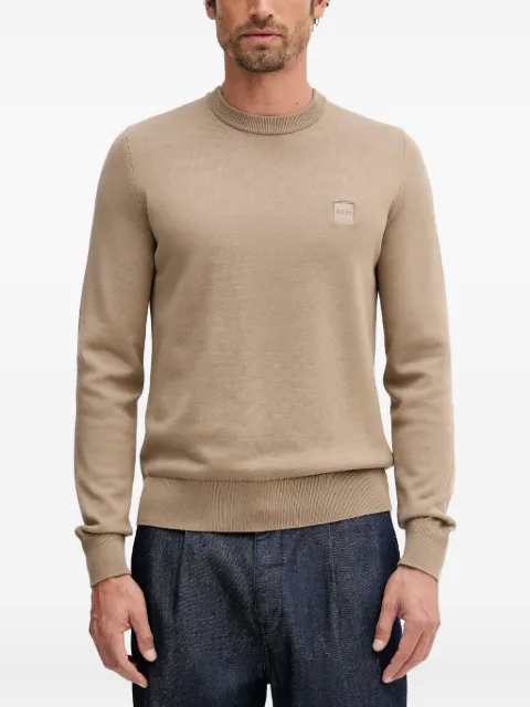 BOSS logo-patch crew-neck sweater