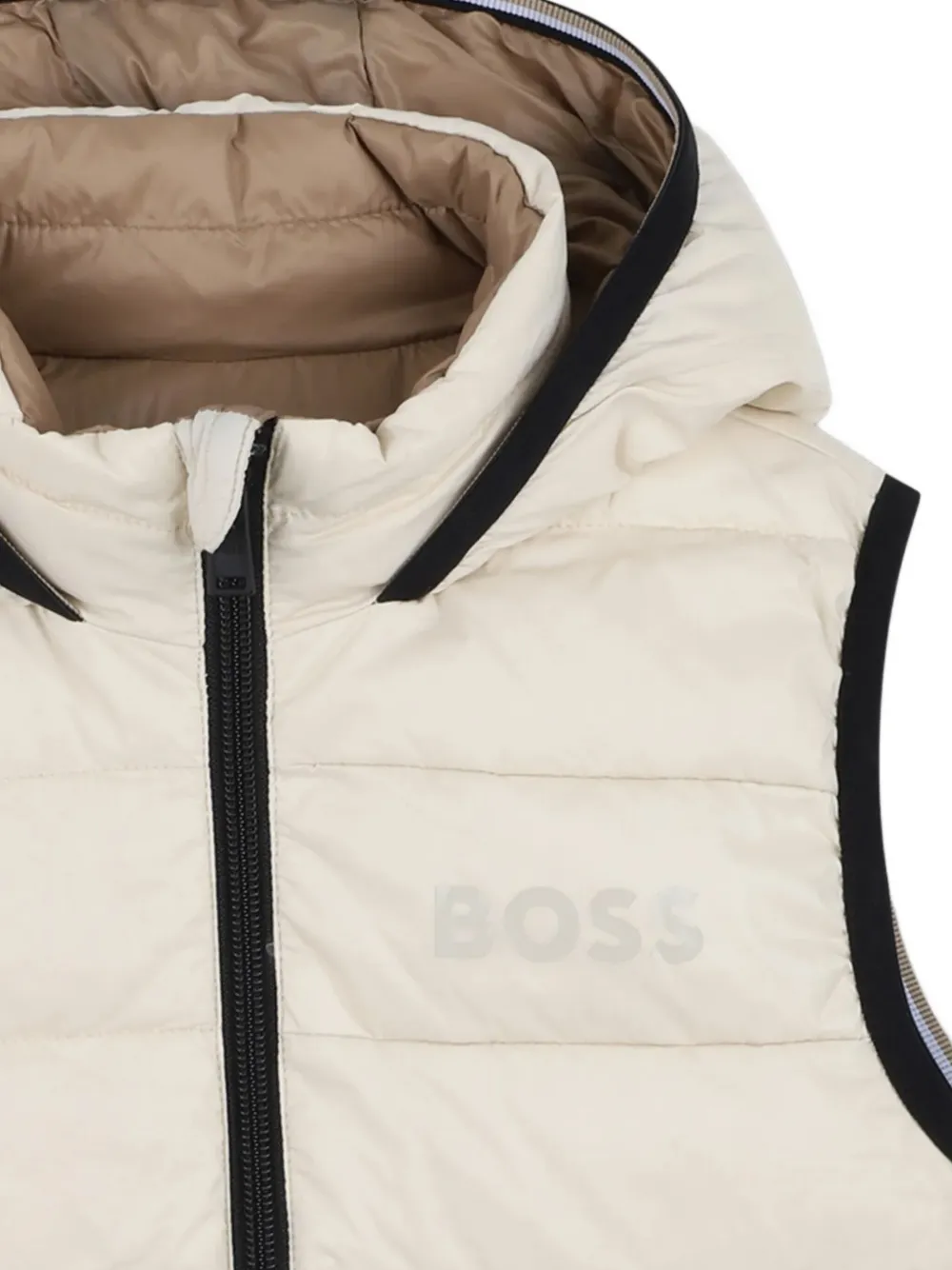 Hugo Boss Hooded Sleeveless Jacket In Neutral