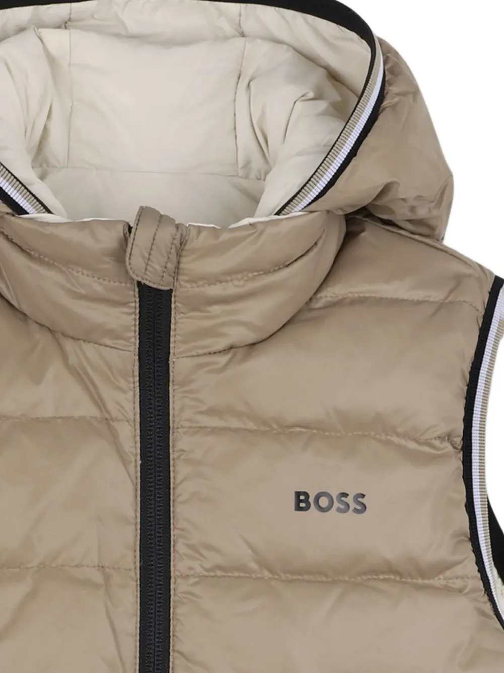 Hugo Boss Hooded Sleeveless Jacket In Neutral