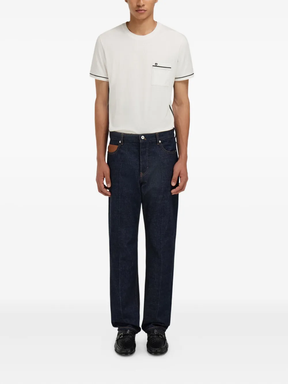 Ferragamo T-shirt met Ganicini-afwerking en zak - Beige