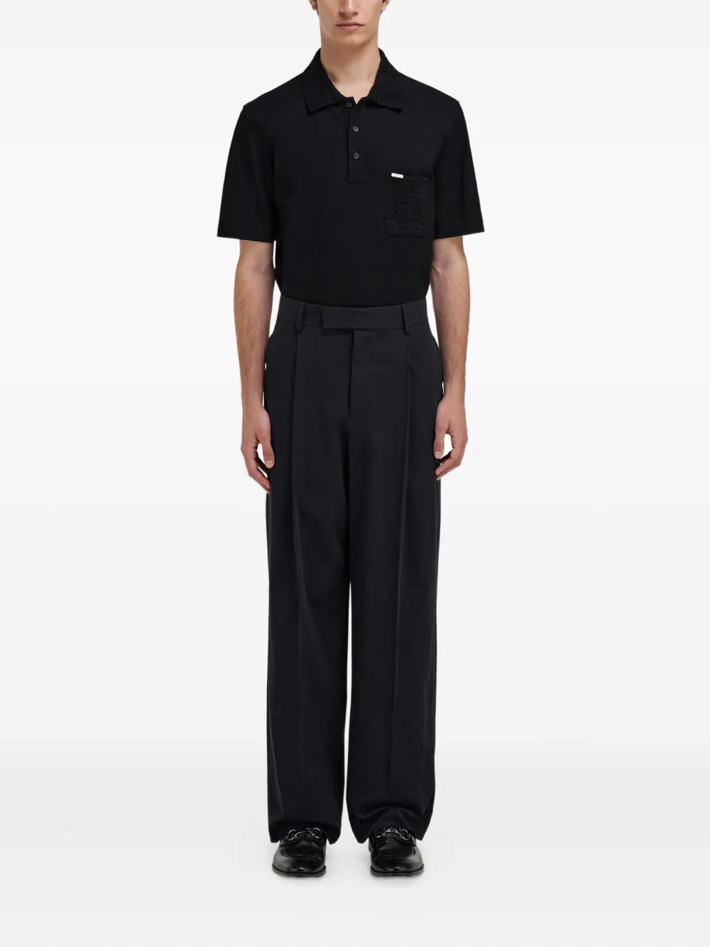 Ferragamo Poloshirt met jacquard en zak - Zwart