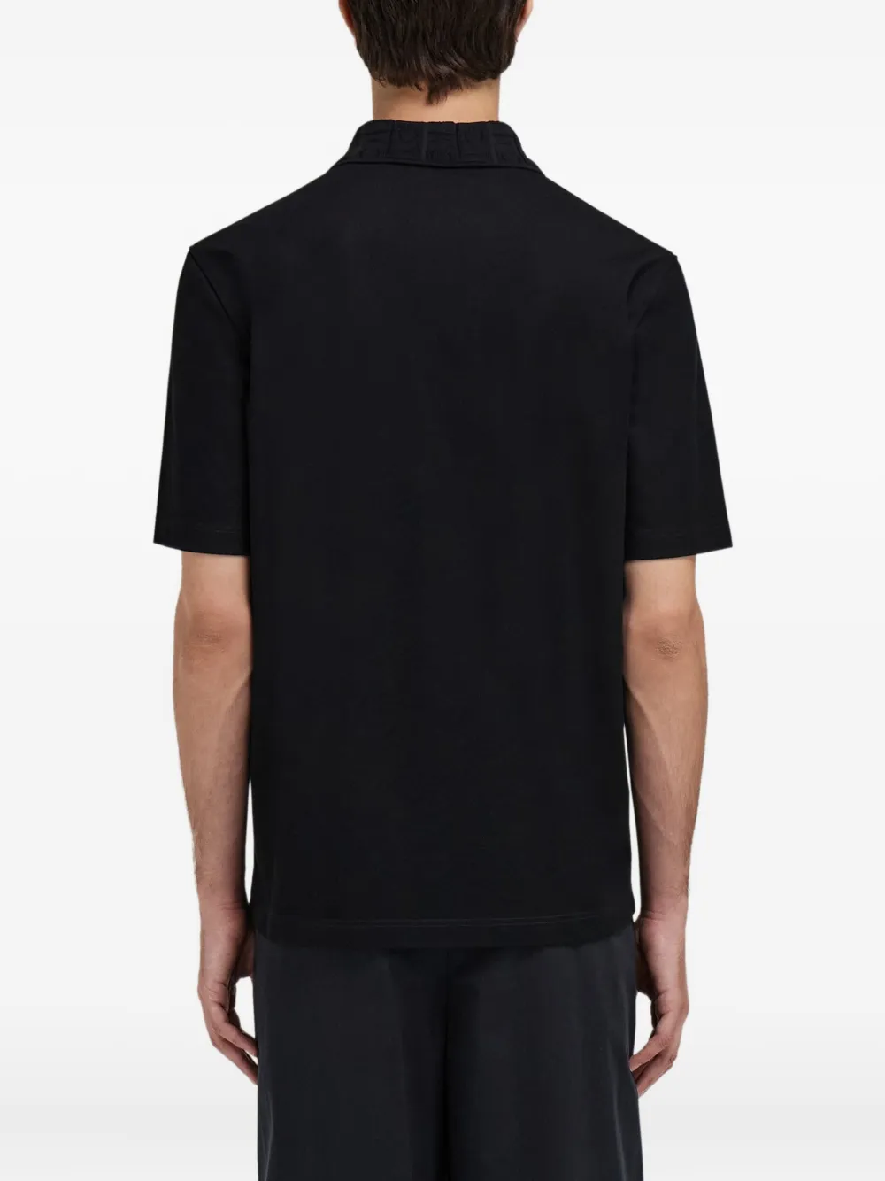 Ferragamo Poloshirt met jacquard en zak Zwart