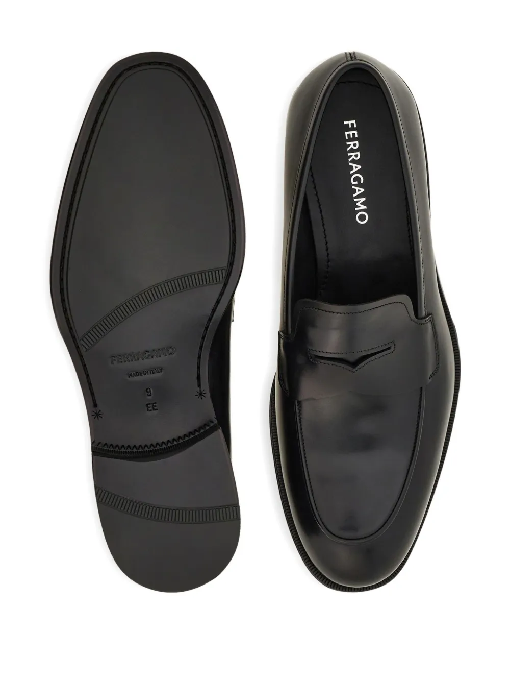 Ferragamo Leren penny loafers Zwart