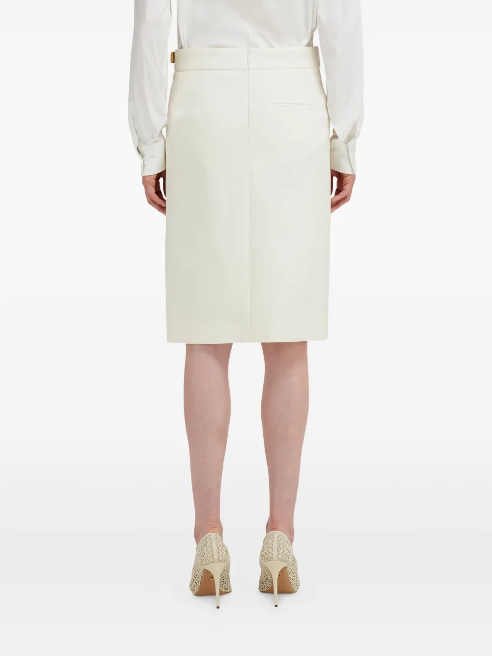Ferragamo Buckle-detailing Pencil Skirt In Neutral