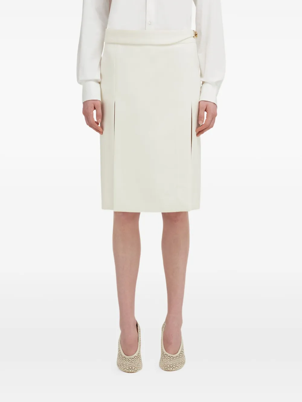 Ferragamo Kokerrok met gespdetail Beige