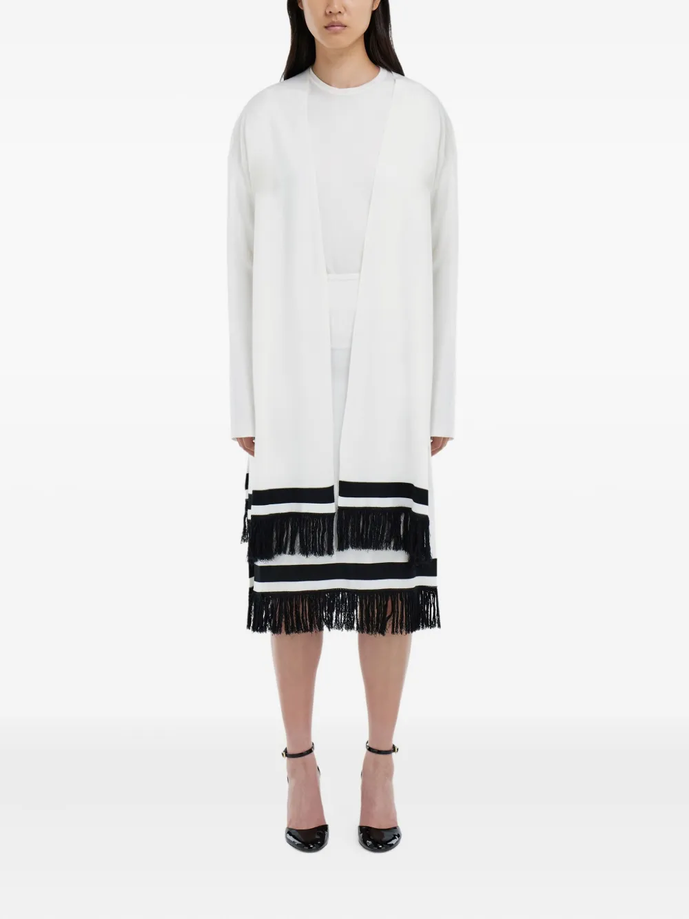  Ferragamo Cárdigan Con Flecos - Blanco 