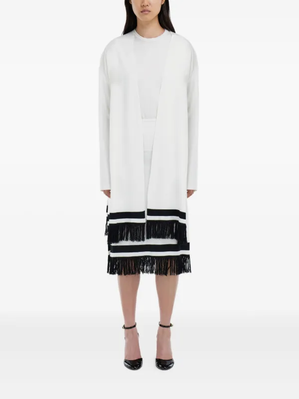 Ferragamo Longline Cardigan With Fringe Detail | White | FARFETCH