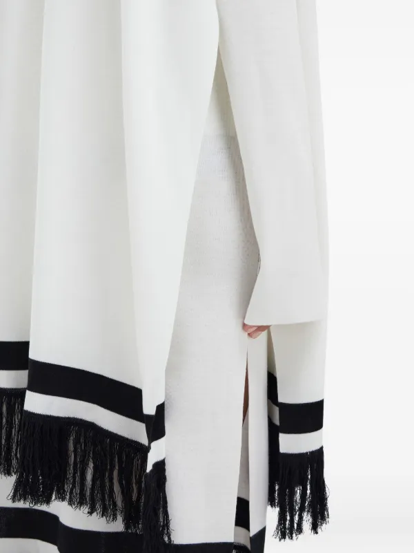 Ferragamo Longline Cardigan With Fringe Detail | White | FARFETCH