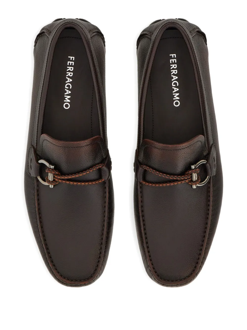 Ferragamo Gancini gevlochten loafers Bruin
