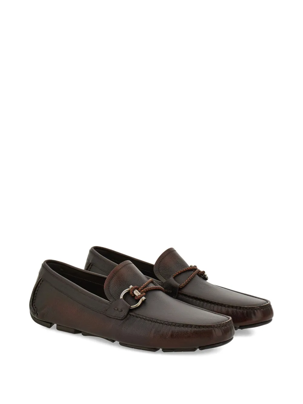 Ferragamo Gancini gevlochten loafers Bruin
