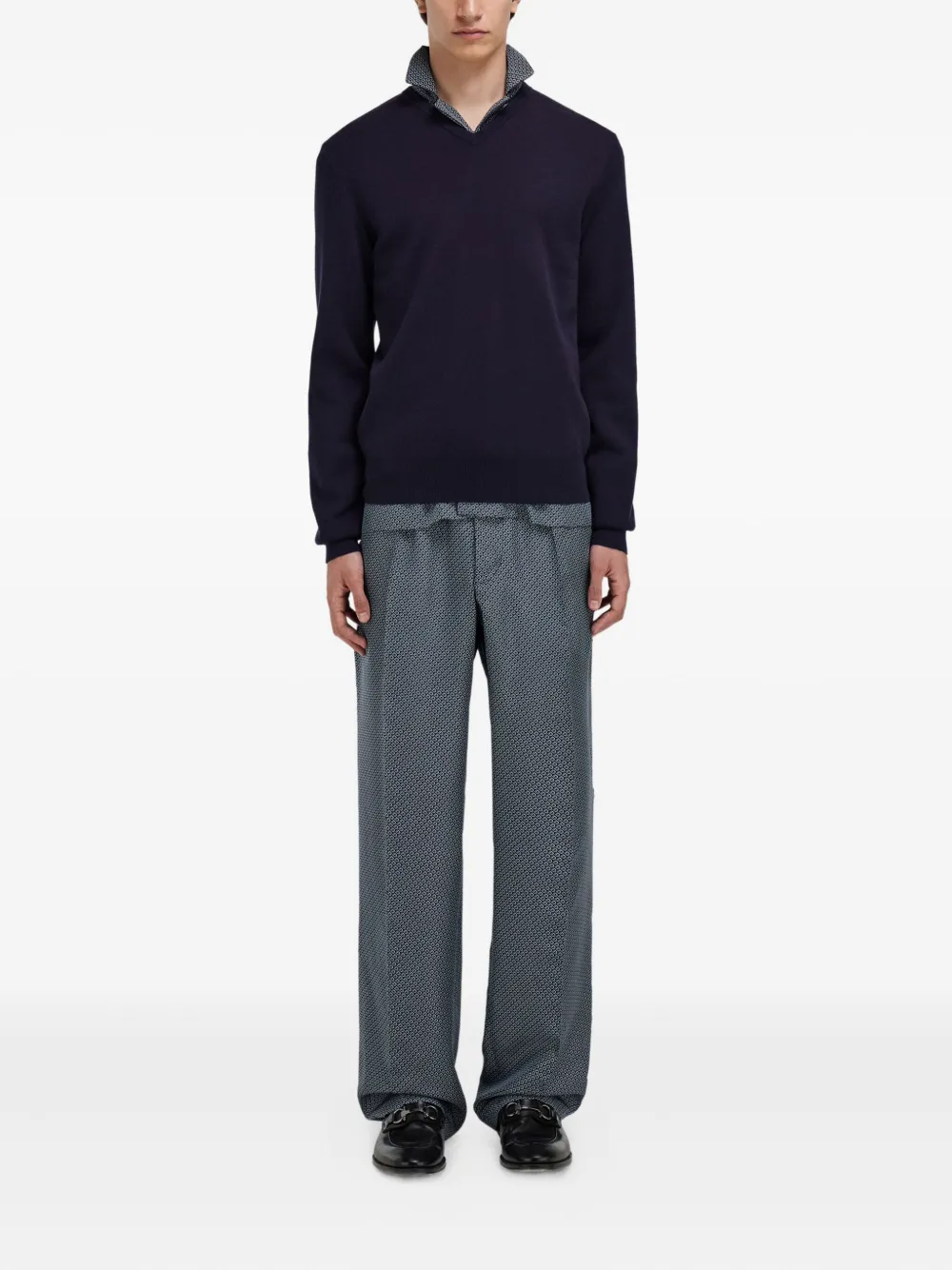 Ferragamo Elastische broek met afwerking - Blauw