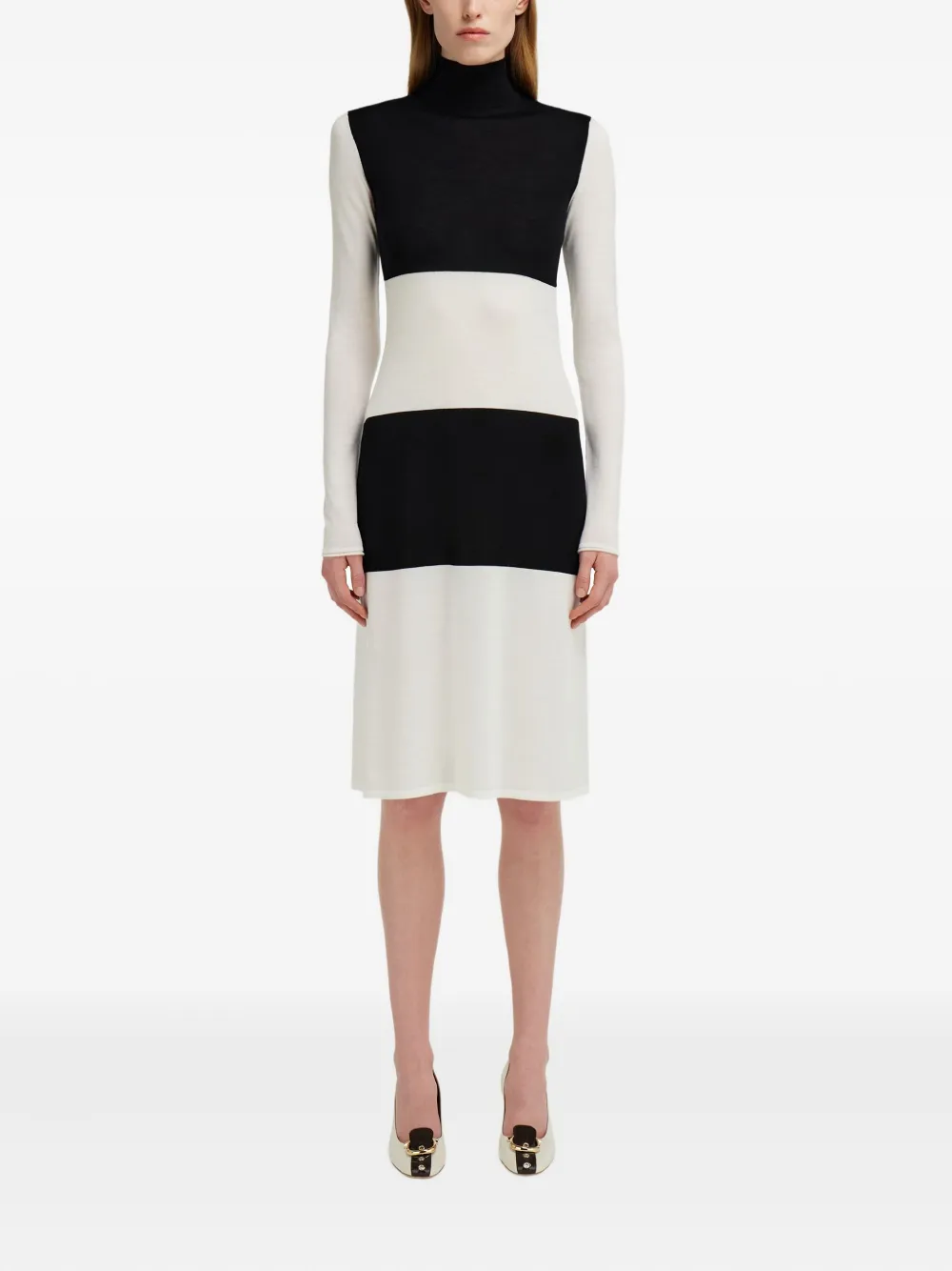 Ferragamo colour-block turtleneck dress - Wit