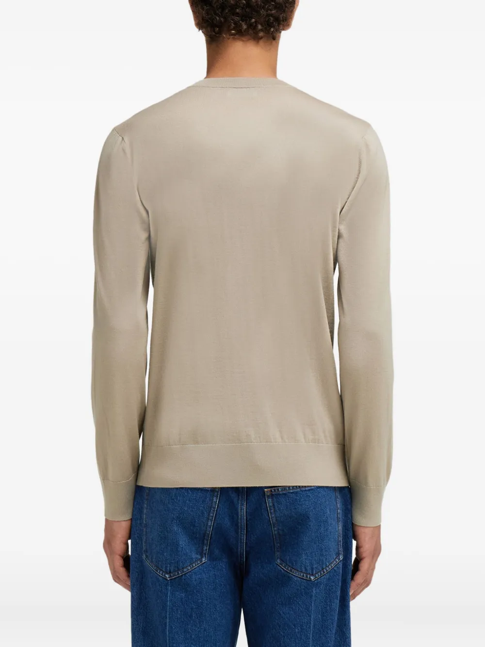 Ferragamo Geribbelde trui met V-hals Beige