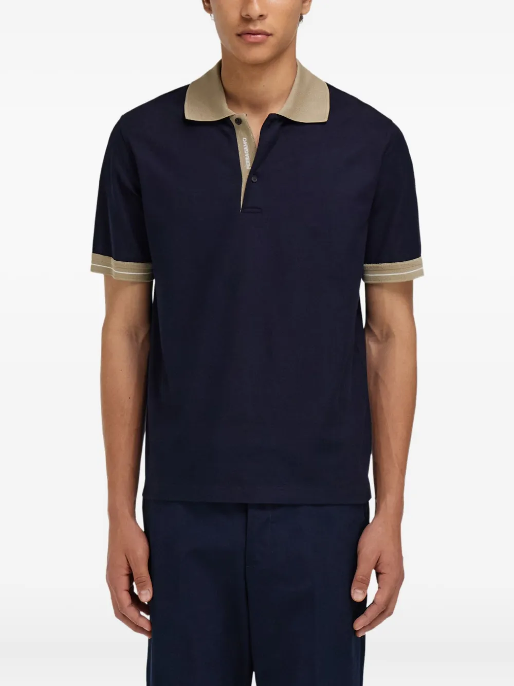 Contrasting stripe short sleeve polo shirt