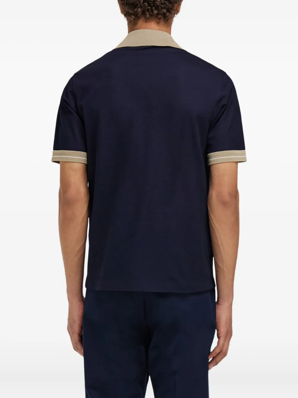Contrasting stripe short sleeve polo shirt