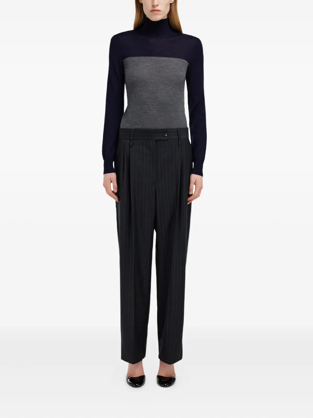 Ferragamo pinstripe pleated trousers - Grijs