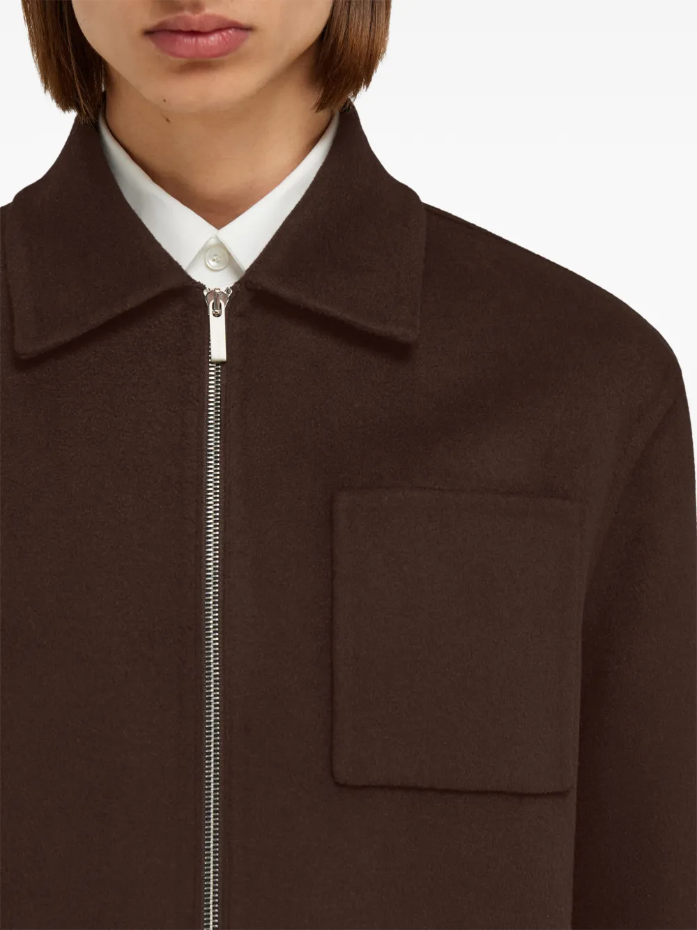 Ferragamo Patch-pocket Zip Jacket In Brown