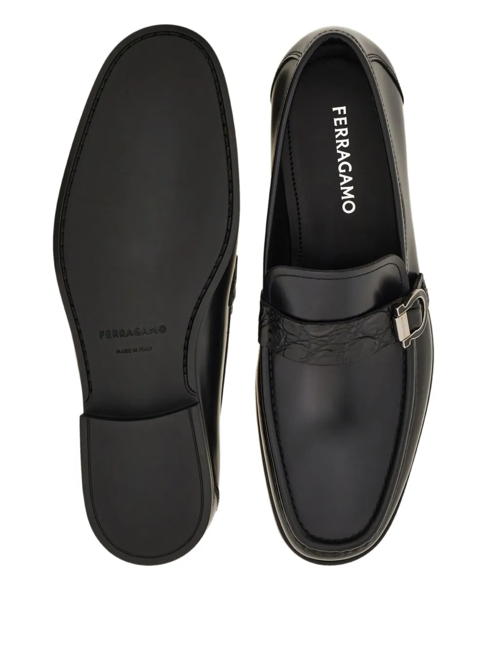 Ferragamo Gancini loafers met bandje Zwart