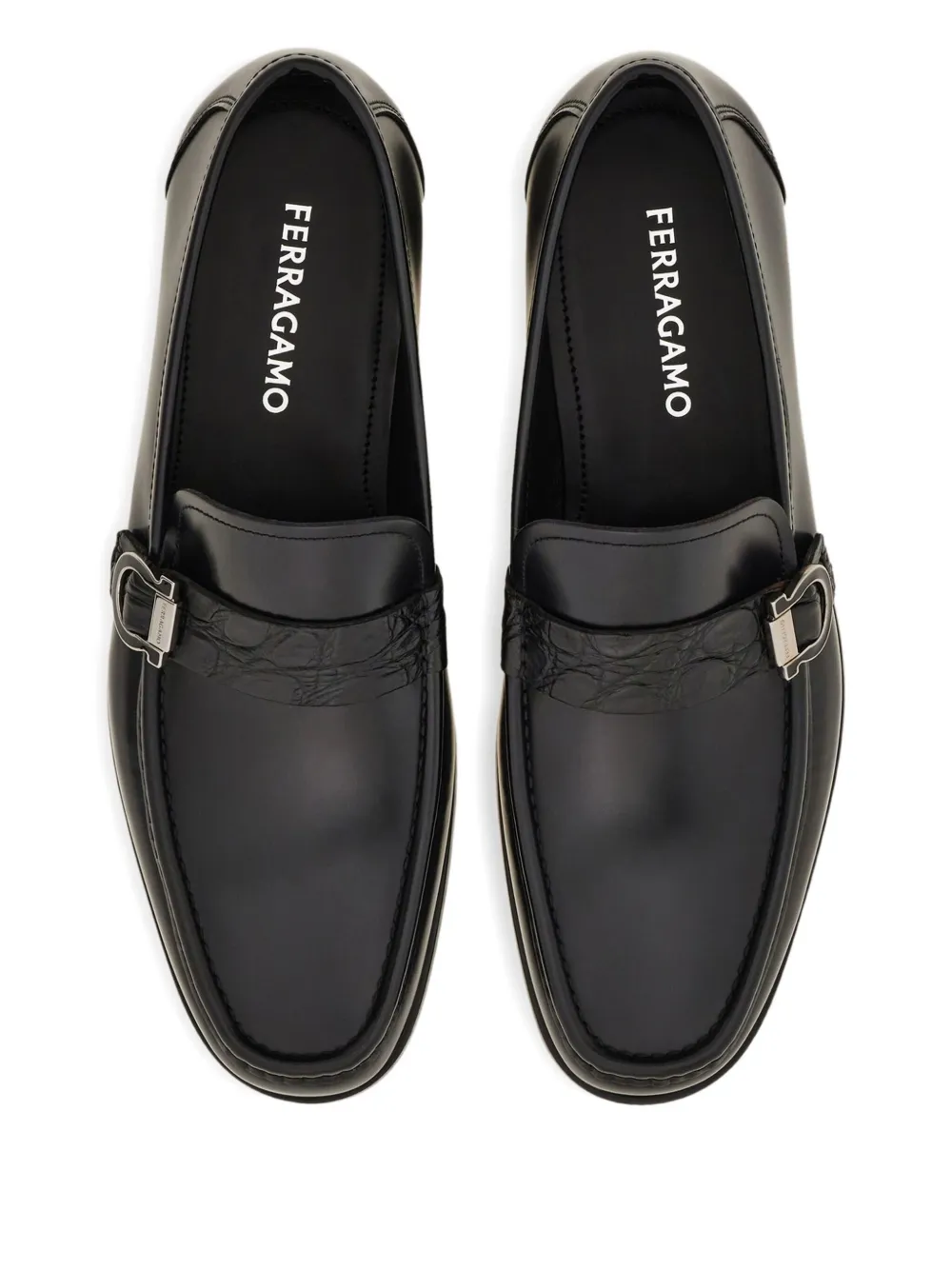 Ferragamo Gancini loafers met bandje Zwart