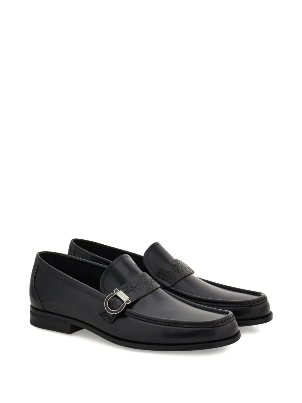 Ferragamo Gancini loafers met bandje - Zwart