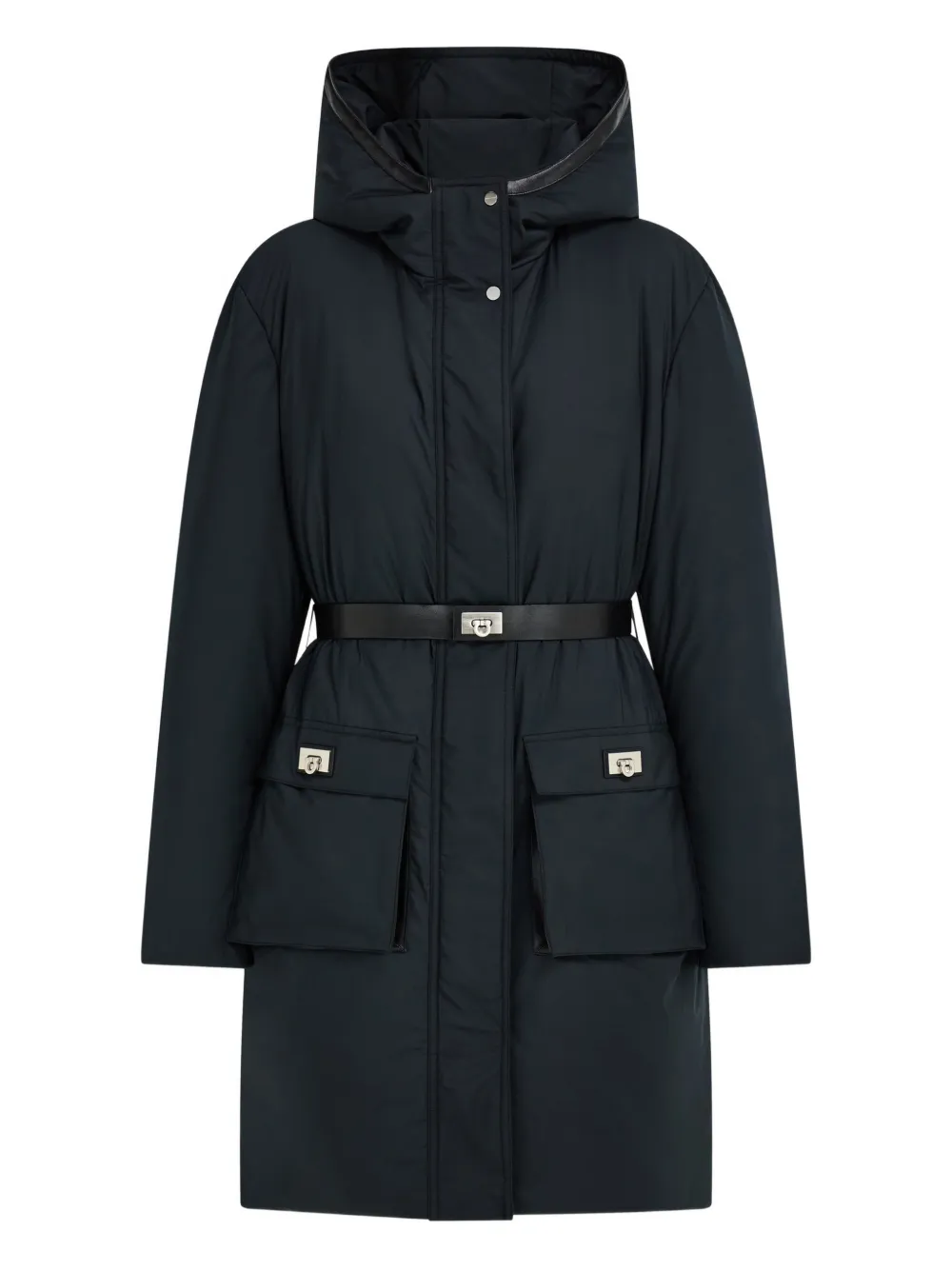 Ferragamo hooded belted parka - Nero
